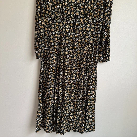 Vintage Diana Marco Fall Floral Long Sleeves Dress Size 14 - Picture 6 of 9